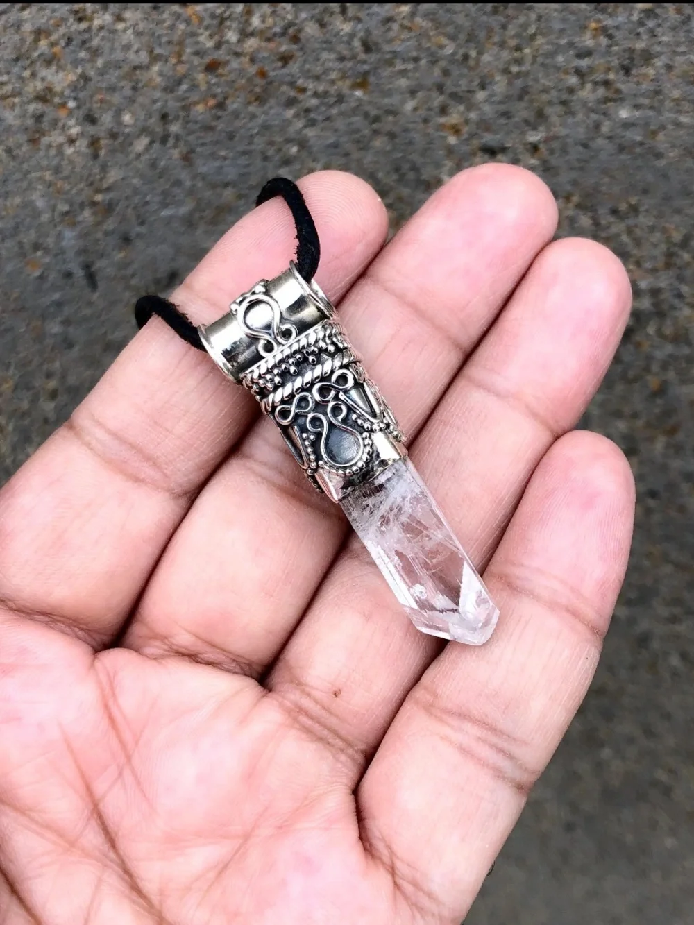Danburite Crystal Unisex Pendant Sterling Silver, Clear